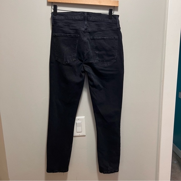 Agolde Sophie Dark Wash High Waisted Black Blue Denim Distressed Skinny Jeans 26 - Picture 8 of 14